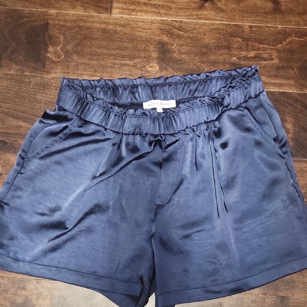 Navy Blue Women's Satin Shorts